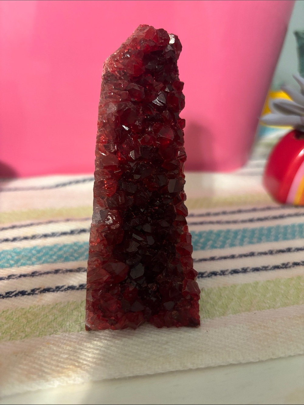 Rare Red Geode Quartz  Crystal Geode Accent Piece - Home Decor - Picture 4 of 5